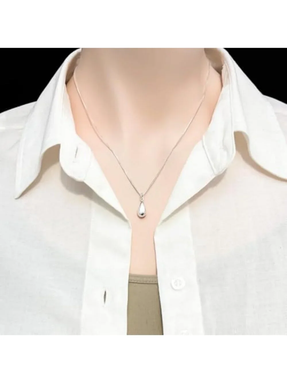 Sterling Silver Teardrop Pendant Necklace - Minimalist Layering Jewelry for